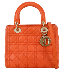 Medium Lady Dior, Leather, Orange, 02-MA-0172, S, 2*